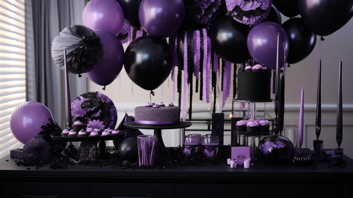 Purple and Black Bachelorette Party Decor